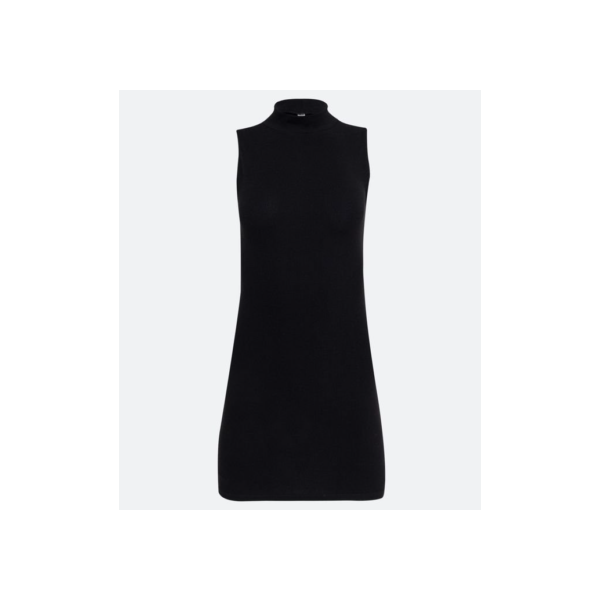 Vestido Curto em Algodão com Golinha Alta Preto