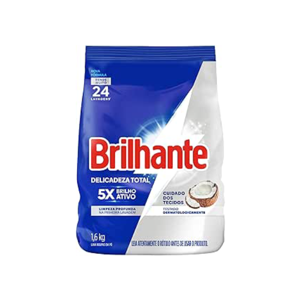 Brilhante Lava-Roupas Em Pó Roupas Brancas E Coloridas Ativo Concentrado Delicadeza Total Pacote 1 6Kg