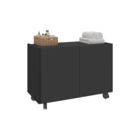 Gabinete Armário de Banheiro 62,5cm com Rodízios 2 Portas Multimóveis Mp5043 Preto