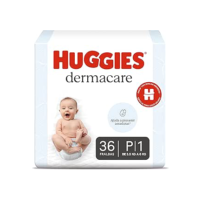 Fralda Huggies Dermacare Tamanho P - 36 Fraldas Descartáveis com Tecnologia Avançada para Pele Sensível, Absorção Rápida e Proteção contra Assaduras por até 12 Horas