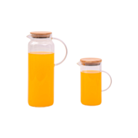 Kit 2 jarras de vidro borossilicato suco com tampa de bambu - Oikos