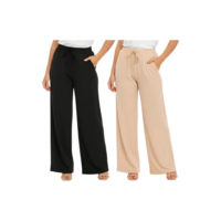 Kit 2 Calças Feminina Em Duna Cintura Alta Trabalho Premium