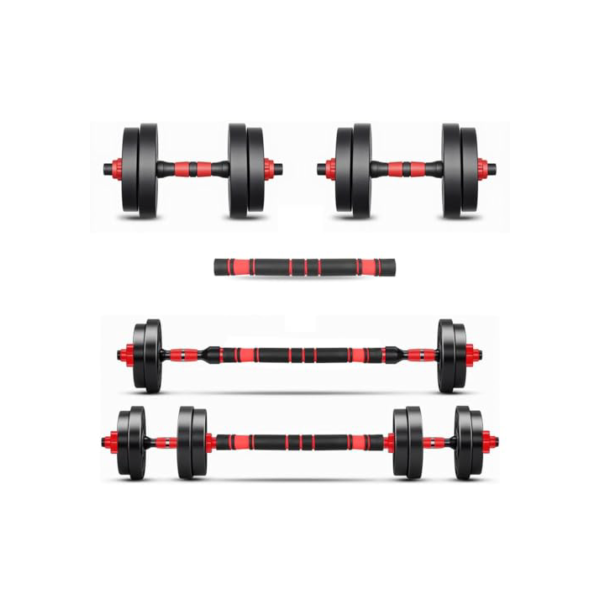 Kit Haltere 6 em 1 Ajustável para Musculação - 15kg Preto - Multifuncional com Barra e Kettlebell
