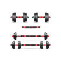 Kit Haltere 6 em 1 Ajustável para Musculação - 15kg Preto - Multifuncional com Barra e Kettlebell