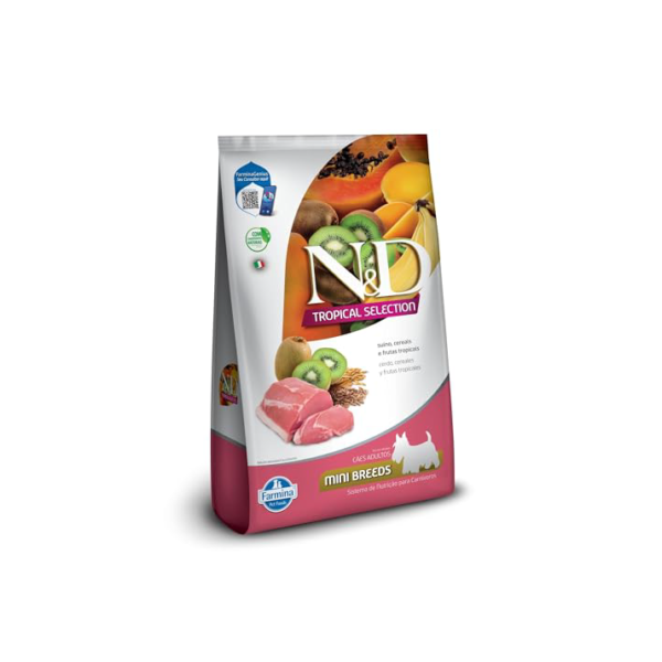 N&D Tropical para Cães Adultos de Raças Mini e Pequenas Sabor Suíno, Cereais e Frutas Tropicais 2,5Kg