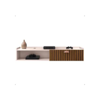Rack Suspenso Home Classic Decoração Casa Apartamento Pequeno Sala Estar Quarto Tv 32 42 50 Polegadas 1 Porta Puxador Concha - Lojas RPM (Off White/Ripado)