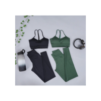 Kit 2 Conjuntos Top e Calça Legging Alcinha Costas Nadadora Fitness Treino Academia