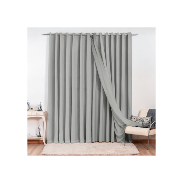Cortina Gaze de Linho com Blackout em Tecido 3,00 x 2,60 para Sala ou Quarto de Luxo Elegante (Cinza)