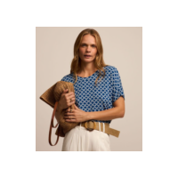 Blusa em Viscose com Estampa Abstrata Azul
