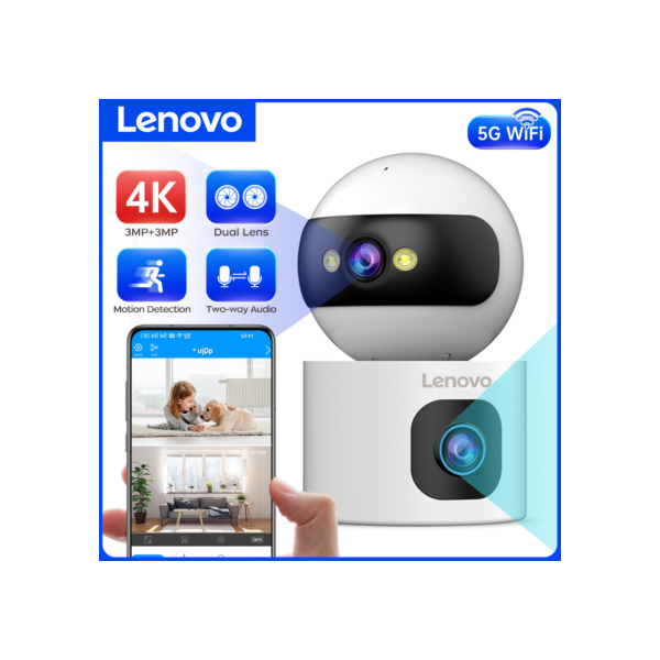 Lenovo 4K Câmera IP 5G WiFi Dual Lens Smart Home Auto Tracking CCTV Câmera de vigilância sem fio Security Baby Monitor