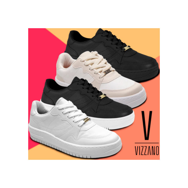 Tênis Vizzano Feminino Casual Plataforma Macia Moda Passeio Leve Ultra Conforto Flatform Pelica Confortável P/ Dia Dia