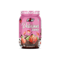 Delicious 3 Whey Proteína Hidrolisada Concentrada E Isolada Pote 900g Sabor Chocolate com Morango - FTW