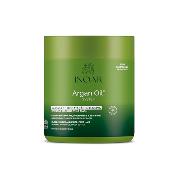 Inoar, Argan Oil Máscara Capilar – Hidratação Profunda, Brilho e Maciez com Óleo de Argan para Cabelos Secos ou Fragilizados - 500g