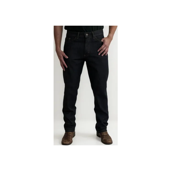 Calça De Uniforme Preta E Azul Para Trabalho Jeans Grosso