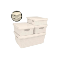 Kit 5 Caixas Organizadoras Cesto Tampa Multiuso 1,8l 5l 15l