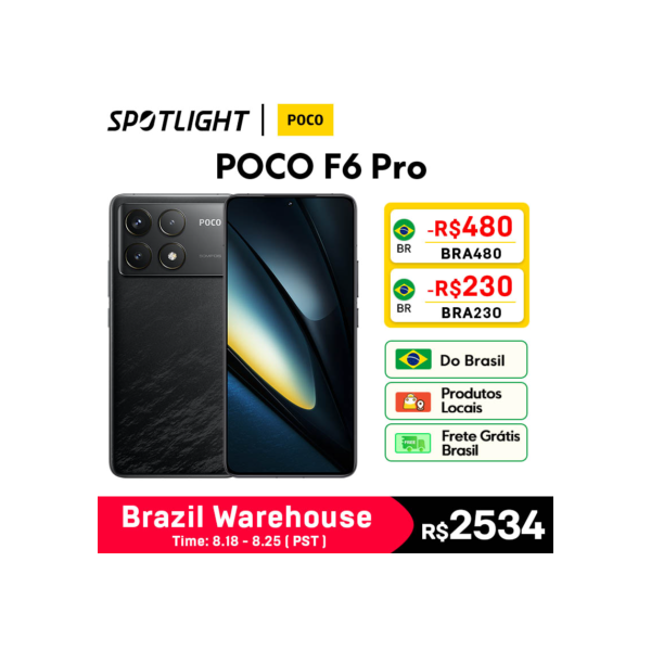 POCO F6 Pro Smartphone, Versão Global, NFC Snapdragon, 5G, Estreia Mundial®HyperCharge 8 Gen 2 120Hz DotDisplay, 120W, 50MP, 6,67"