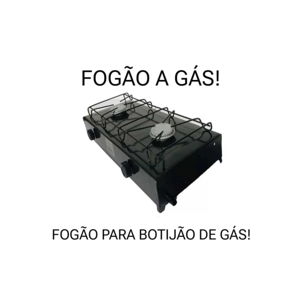 Fogão 2 Bocas Camping Preto Cozinha Botijão de Gás 13 kilos Glp Pop Misher