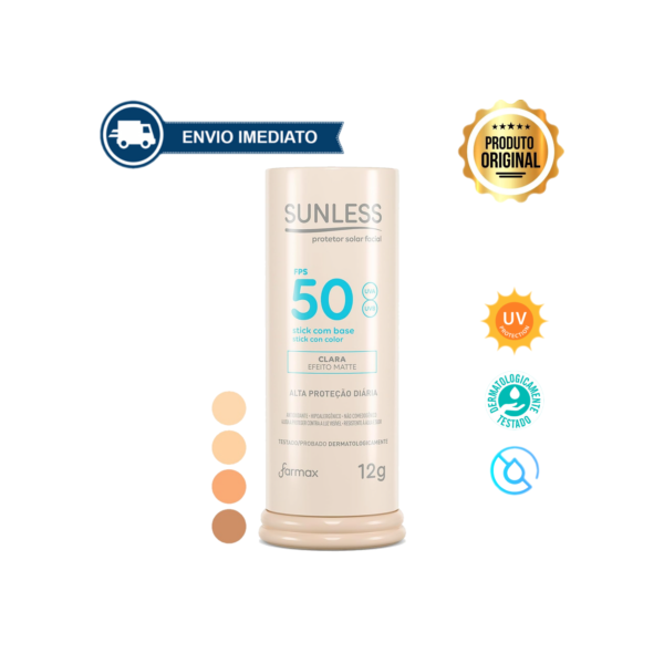 Protetor Solar Facial em Bastão com Base FPS 50 Efeito Matte Sunless Stick Envio Imediato