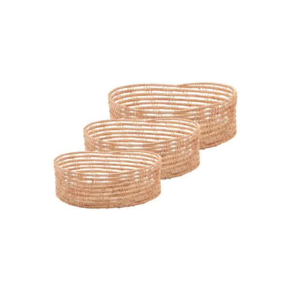 3 Cestas Ovais Lyor Palm De Fibra Natural