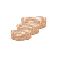 3 Cestas Ovais Lyor Palm De Fibra Natural