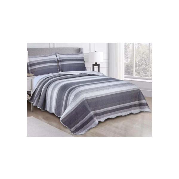 Kit Cobre Leito Colcha Queen Patchwork Evolution Dupla Face 3 pçs Camesa