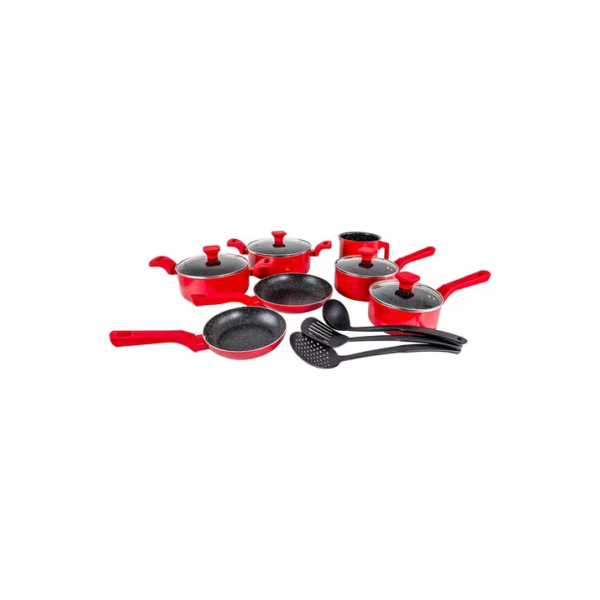 Conjunto Panelas Indução Cerâmico Pratic Cook Red 10 Pç Mimo