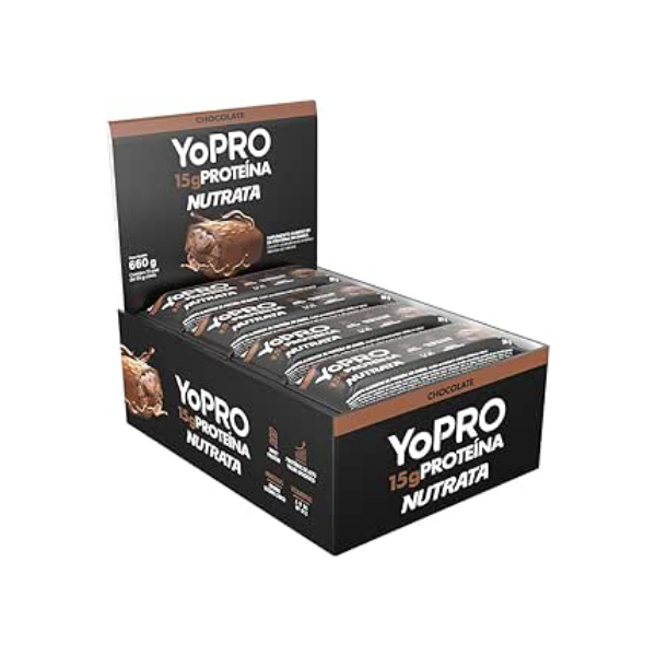Barra YoPRO Sabor Chocolate - Nutrata Display C/ 12 Barras de 40g