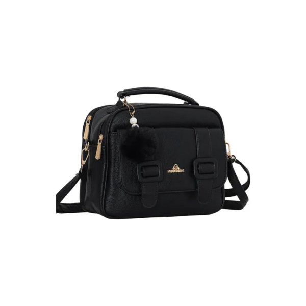 Bolsa Feminina Transversal Média Baú Tiracolo Promoção Preta
