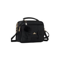 Bolsa Feminina Transversal Média Baú Tiracolo Promoção Preta