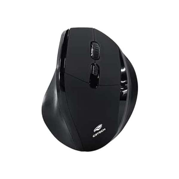 C3Tech Mouse sem fio Preto M-W120BK - formato ergonomico projetado para oferecer conforto, com 6Botoes, ate 1600DPI ajustavel, WIFI