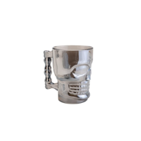 LYOR - Caneca para Chopp e Cerveja de Vidro Caveira Rock Style Cinza 510ml