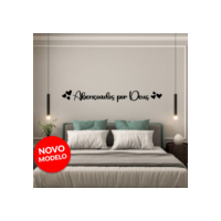 Quadro Decorativo Frase em Mdf Abençoados por Deus + 6 Mini Corações C/Dupla Face