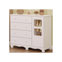 Cômoda Bebê Infantil Uli 1 Porta 4 Gavetas 100% Mdf