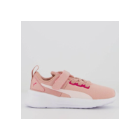 Tênis Infantil Puma Flyer Runner Mesh V BDP - Rosa+Branco