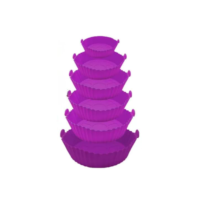 Kit 6 Formas De Silicone Premium Para Air Fryer Fritadeira Forro Reutilizável - Livre De BPA Lávavel (LILAS)