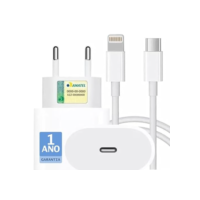 Carregador Turbo Compativel c/Iphone, Cabo Usb-C-Lightning + Fonte Smart 25W Ultra Rápido Premium, iPhone X Xr SE 11 12 13 14 CHARGE FAST HIGHTECH