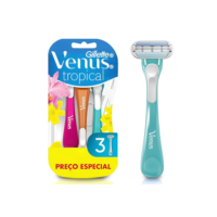 Gillette Venus Tropical Aparelho de Depilação Feminina Descartável com Aloe e Cabo Perfumado com Aroma Tropical, 3 Uds