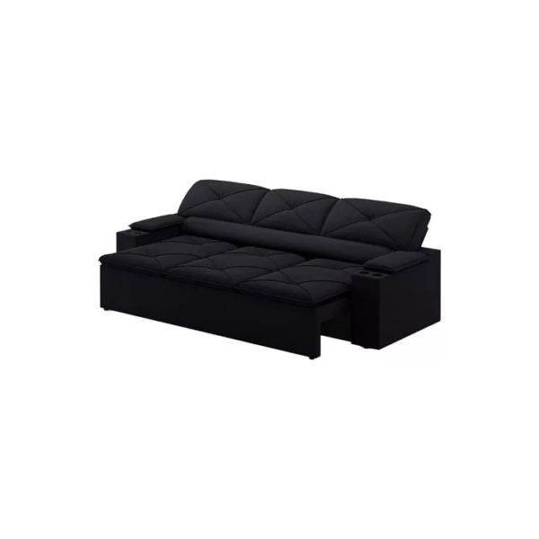 Sofá 3 Lugares Retrátil E Reclinável Pop 2,05m Cor Preto Desenho do tecido Velosuede