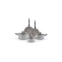 Brinox - Jogo de Panelas Antiaderente Ceramic Life 5 Peças Marble Blend com Indução - Cinza Claro