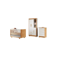 Quarto De Bebê Completo 100% Mdf Com Cômoda Berço e Guarda Roupas