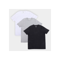 Kit Camisetas Hering Básicas Com 3 Peças Masculinas - Branco+Preto