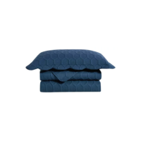 Colcha Solteiro Ilusion Favo 3d C/ Porta Trav Azul Camesa