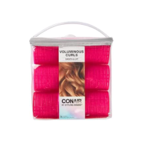 Conair Cachos sem calor – rolos de cabelo extra grandes – cachos sem calor – cachos sem calor durante a noite – rolos de velcro para cabelo – rosa choque – 9 unidades com estojo de armazenamento