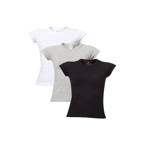 Kit Com 3 Camisetas Femi Slim Básicas Gola Redonda Hering