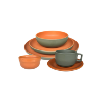 Aparelho de Jantar Verde com Terracota Rústico Cerâmica 24-36 Peças