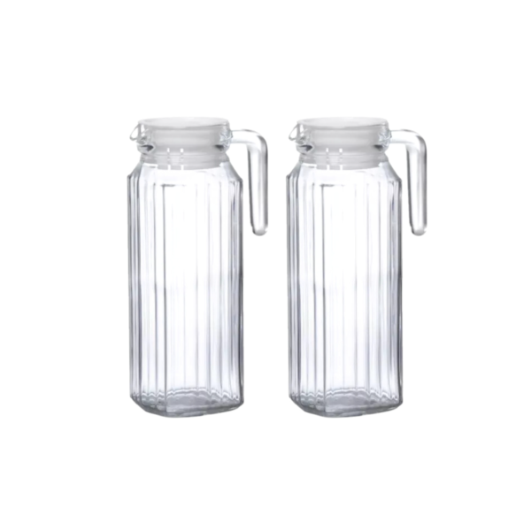 Kit Conjunto 2 Jarra Clássica De Vidro Para Suco Água 1 Litro Resistente