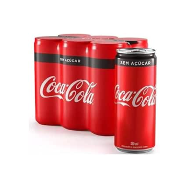 Pack de Coca Cola Sem Açúcar Lata 310ml 6 unidades