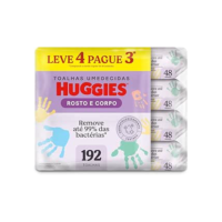 Lenços Umedecidos Huggies One & Done Leve 4 Pague 3 - 192 unidades, Huggies, Verde, pacote de 4