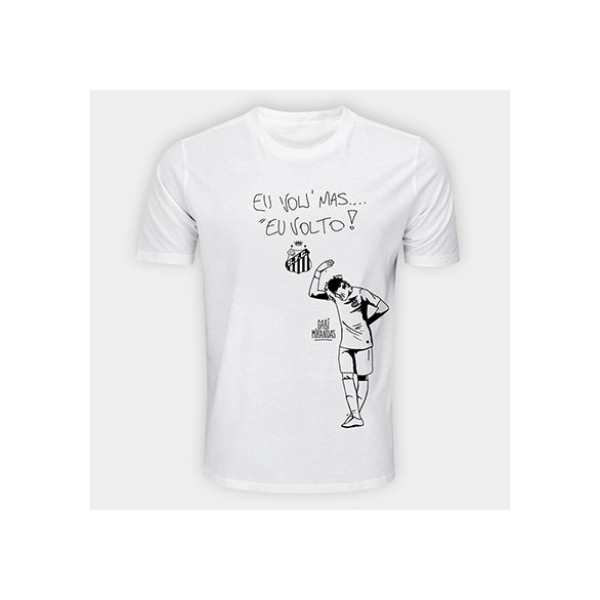 Pré venda 2° Lote - Camiseta Santos Neymar Jr. Eu Vou Mas Eu Volto Masculina - Branco