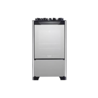 Fogão 4 Bocas Preto com Frente em Vidro Espelhado e Mesa de Vidro Dako Magister Style 110V/220V porta cega e Forno de 60L